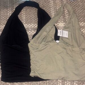 Cotton on Black and Green Halter Tops